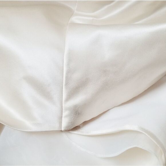 Oleg Cassini Rum Satin Strapless A-line Hand Beaded Organza Train Wedding Dress - Picture 16 of 16